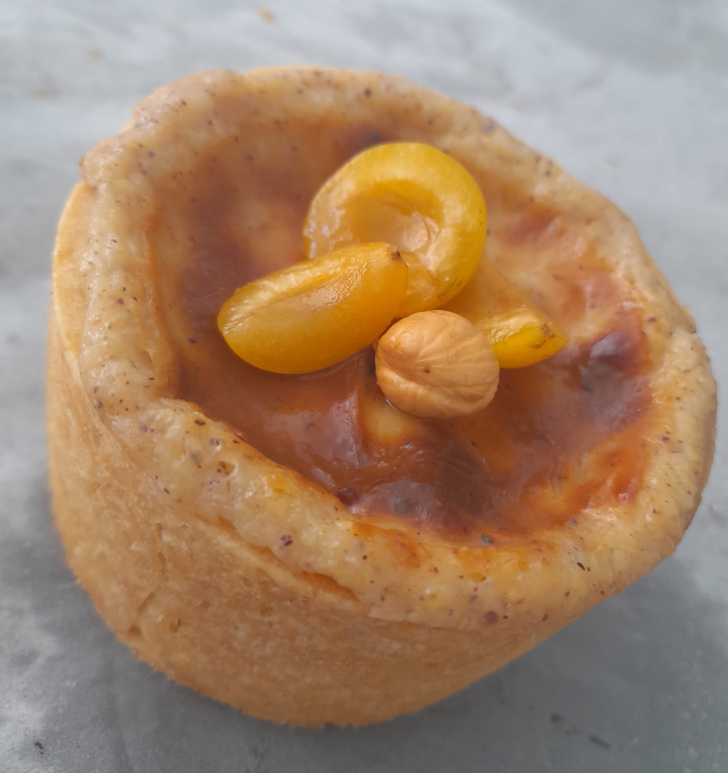 Flan mirabelles noisettes, pâtisserie de Le Temps d'un Dessert